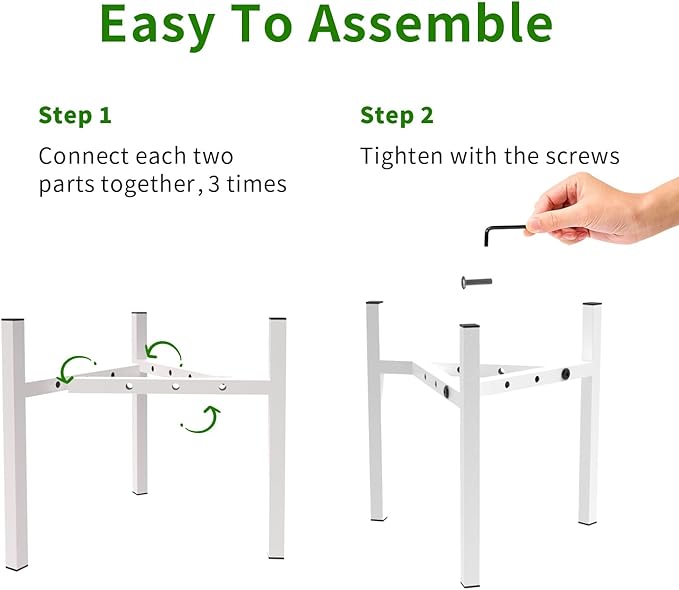 Aripark Plant Stand Indoor Adjustable, Metal Modern Plant Stands, Heavy Duty Stable Plant Pot Small Flower Holder Indoor Outdoor Corner, Fit 8 9 10 11 12 inch Pots, White (Pot & Plant Not Included)