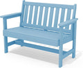 SERWALL Outdoor Bench, HDPE Outdoor Benches Weatherproof, 2-Person Garden Bench with 660 lbs Weight Capacity, Patio Benches for Outdoors, Garden, Porch, Backyard and Park, Light Blue
