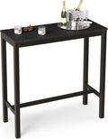 Outdoor Bar Table, 38" Patio Bar Height Counter Console Table, Black Waterproof HDPS Slatted Top and Bronze Leg, Weather Resistant, Hot Tub, Balcony, Yard, Indoor or Outdoor Use