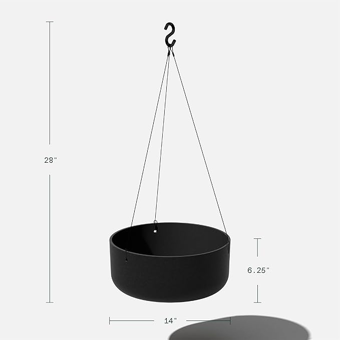 Veradek Mason Series Hanging Kona Planter - Round Planter for Outdoor Balcony/Patio | Made from Plastic-Stone Composite with Hanging Attachment | Modern Décor for, Flowers, Succulents, Small Plants