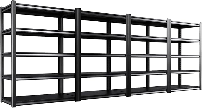 Set of 4 All Metal Garage Shelving-2050 lbs 5 Tier Storage Shelves,Adjustable Heavy Duty Metal Shelving Unit and Storage Large Rack,Utility Steel Shelf for Warehouse Industrial Pantry 71"x46"x20"