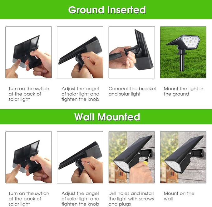 Biling Solar Spot Lights Outdoor, Bright 700 Lumen Solar Outdoor Lights IP67 Waterproof Adjustable House Lights for Patio Pathway Yard Garden Driveway Tree - Warm White(6 Pack)