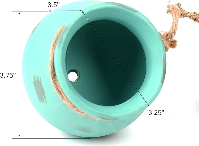 Yesland Ceramic Hanging Mini Flower Planters, Wall or Ceiling Mount - Dangling Container in Earth Tone Colored for Indoor Outdoor Decor - Set of 4