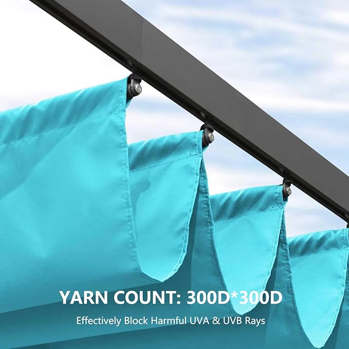 Pergola Shade Cover Replacement Canopy Top Compatible with 10 X 13 ft 6-Bar Pergola Frames - Turquoise Blue (Canopy Size 116" W x 135" L, Canopy Top Only)