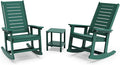 GREENVINES Outdoor Rocking Chair Set | 3-Piece | 2 Rocking Chairs with 1 Side Table | Porch Rocker | HDPE Plastic | Forest | Patio Furniture Sets | High Back | Big & Tall | Ladder Back