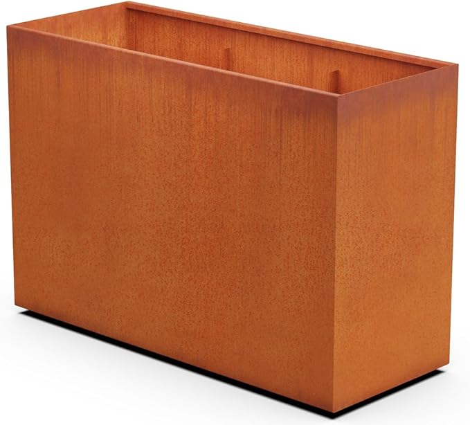 Plantercraft Large Rectangular Planters for Outdoor Plants – 60x24x42 Corten Steel Planter Box for Privacy Screen & Patio | Extra Large Outdoor Planters, Modern Metal Planter