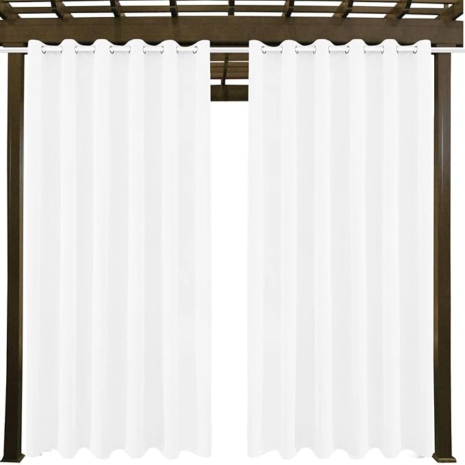Outdoor Indoor Curtains W84 x L108 for Patio - Weather-resistant Window Panels Privacy Protect Grommet Top Thermal Insulated Home Curtain for Porch Pergola Lawn Garden Hot Tub Area (2 Panels)