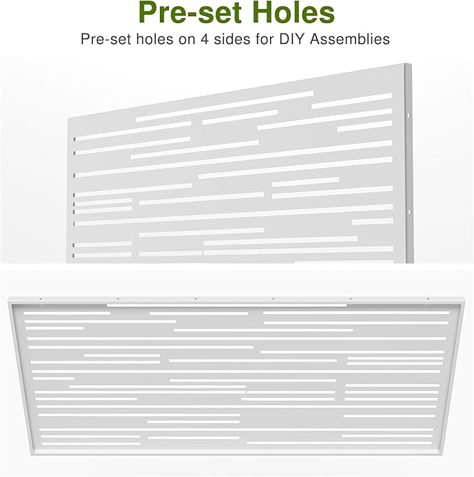 Casaphoria 72" H x 35" W Metal Outdoor Privacy Screen, Freestanding Decorative Divider for Patio, Deck, Balcony, and Garden with Stable Base, White-Godfre