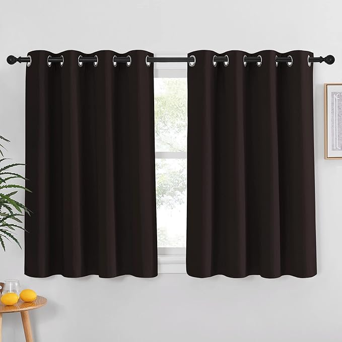 NICETOWN Blackout Curtain Panel for Window - Triple Weave Energy Saving Thermal Insulated Solid Grommet Blackout Drape for Kitchen (Single Panel, 52 inches by 54 inches, Toffee Brown)