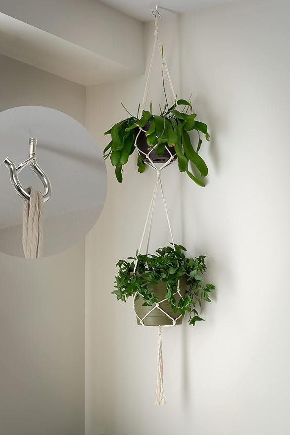PlusRoc 20 Pack Ceiling Hooks for Hanging Plants Outdoor String Lights Heavy Duty, 2.2 Inch Eye Hook Screw in Cup Hooks Q-Hanger for Patio Lights, Wall Wood Fence Deck Mount(Stainless Steel, Silver)