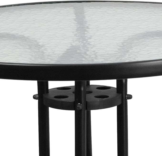 Flash Furniture Bellamy 31.5" Round Indoor/Outdoor Tempered Glass Metal Frame Side Table
