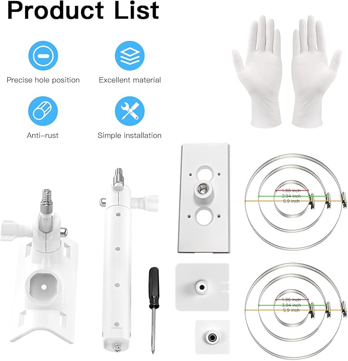 2-in-1 Pole Mounting Bracket for Ring Stick Up Cam Pro Solar Panel and Battery Outdoor Mount Accessorie, Also Compatible with Wyze, Arlo, Eufy, Blink Camera (White)