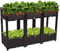 VINGLI Square Raised Garden Bed, Self-Watering Plastic Planter for Indoor Outdoor Vegetables, Fruits, Potato, Flowers, All Weather (6 Pcs)