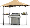 VINGLI 8x5 Pop Up Grill Gazebo BBQ Gazebo with 2 Side Shelves, Outdoor Grill Canopy BBQ Canopy Adjustable Height, Grilling Pergola for Patio Garden