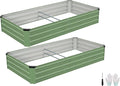 Galvanized Raised Garden Bed Outdoor | Metal Raised Garden Bed for Gardening 2Pack | Large Planter Box for Vegetables Flowers Fruits | Easy Assembly & Safety Design Flower Beds 6x3x1ft Olive Green