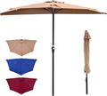 OLIXIS Half 9Ft Umbrella Outdoor Patio, Scalloped Patio Umbrella with Easy Crank, Sun Half Patio Umbrella for Balcony, Market, Garden, Khaki