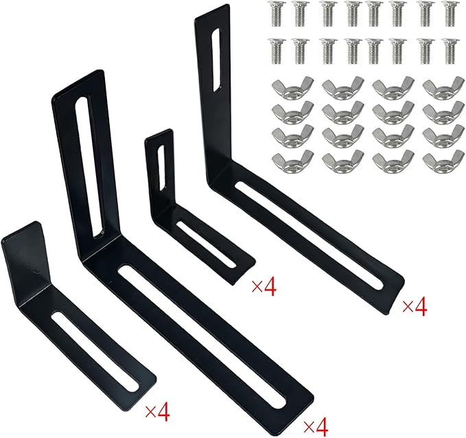 Adjustable Planter Box Brackets, Window Boxes Planters, Heavy-Duty Planters Hanging Flower Box Holders,for Mounting Railing Windowsills, Garden, Fences, and Balcony (4 Pack Black)