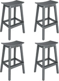 VINGLI 29 Inch Outdoor Bar Stools Set of 4, HDPE Weather Resistant Barstools Heavy Duty Patio Bar Height Chairs for Deck Balcony Kitchen Counter Yard and Poolside (Gray, 29 Inch 4 PC)