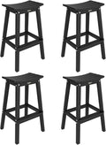 VINGLI 29 Inch Outdoor Bar Stools Set of 4, HDPE Weather Resistant Barstools Heavy Duty Patio Bar Height Chairs for Deck Balcony Kitchen Counter Yard and Poolside(Black, 29 Inch 4 PC)