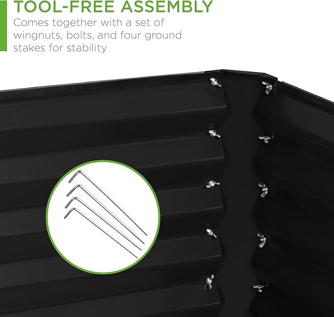 Best Choice Products 6x3x2ft Outdoor Metal Raised Garden Bed, Deep Root Box Planter for Vegetables, Flowers, Herbs, 269 Gallon Capacity, 100% Non Toxic Materials - Black
