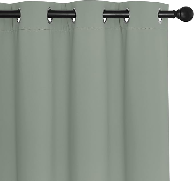 NICETOWN Room Darkening Curtain for Living Room - Energy Saving Thermal Insulated Grommet Room Darkening Curtain/Drape for Bedroom (1 Panel, 46 by 72, Sage Green)