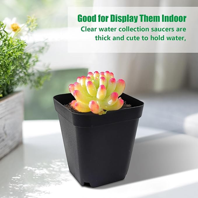 Square Nursery Pots 2.7 Inch, Seed Starting Pot with Drainage Small Plastic Plant Pots Flower Planter (Black 1200pcs, 2.7" 1200P)