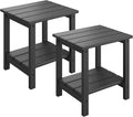 GarveeLife Adirondack Outdoor Side Table 18 x 15 in, HDPE 2-Tier Patio Side Tables for Outside, All-Weather End Table for Patio Pool Deck Indoor Backyard, Black-2Pcs