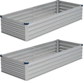 Vengarus 8x2x1FT (2 Pack) Galvanized Raised Garden Bed-Outdoor Planter Box for Vegetables,Metal Flower Boxes with Corner,Planter Raised Bed,(Silver)