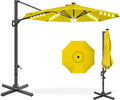 Best Choice Products 10ft Solar LED Cantilever Patio Umbrella, 360-Degree Rotation Hanging Offset Market Outdoor Sun Shade for Backyard, Deck, Poolside w/Lights, Easy Tilt, Cross Base