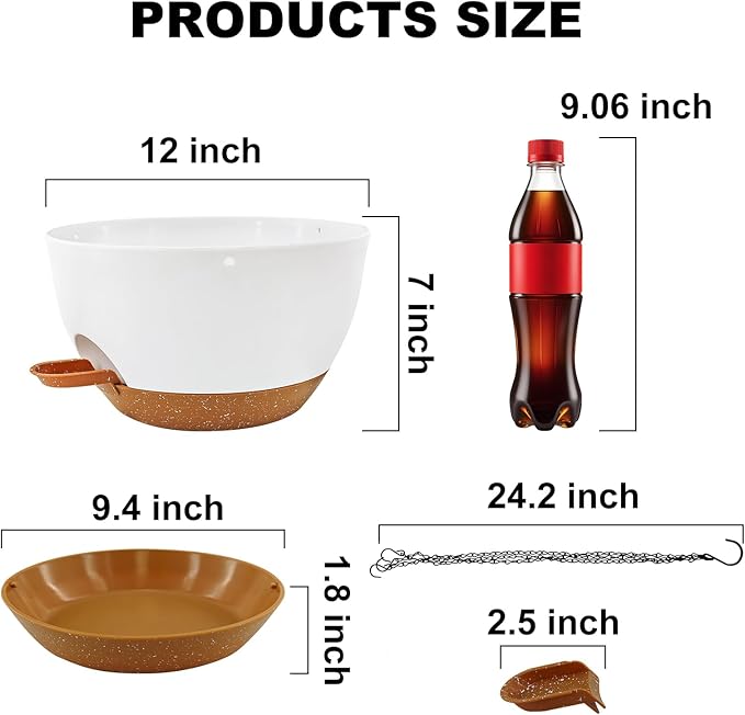 12 inch Hanging Planters for Indoor Plants, 2 Pack Self-Watering Hanging Planter Pots with Chain and Drainage Holes, Outdoor Plastic Hanging Baskets for Garden Home Decor