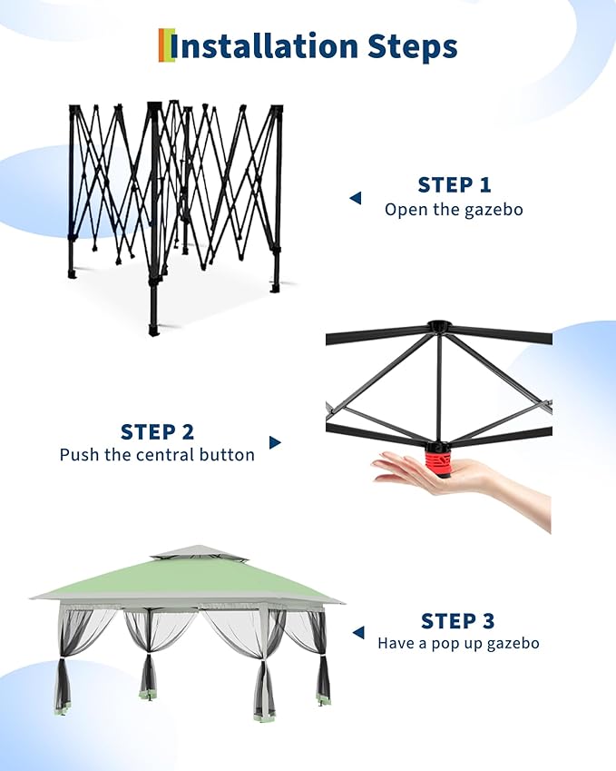Canopy Tent 12x12 ft, Pop Up Gazebo One-Push Setup with 4 SandBags for Backyard Parties and BBQs, Mosquito Netting & Height Adjustable - Olive Green
