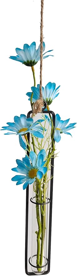 Aoderun Hanging Glass Planter Water Iron Art Hydroponic Vase Transparent Test Tube Flower Hanging Bottle Home Decoration (3pcs-S,M,L)
