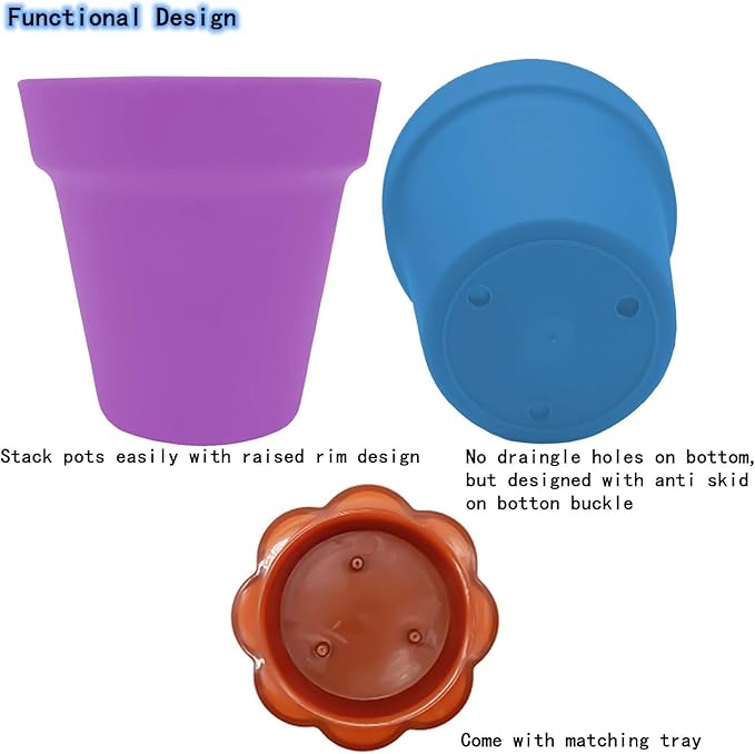 PURPLE STAR 1N 50 Packs Cupcake Plant Nursery Pots with Humidity Dome- Planting Containers Cups- Small Flower Pots for Indoor Outdoor Plant Succulent Vegetable (Mixed Color)