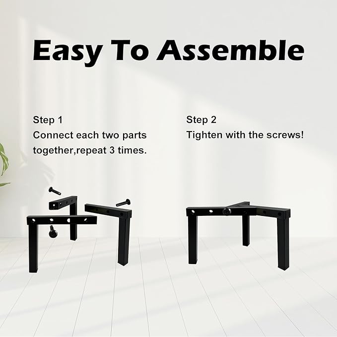 4 Pcs Three Legs Adjustable Metal Plant Stand for 5"-10" Plant Pot – Indoor & Outdoor (Black, 4 Pack)