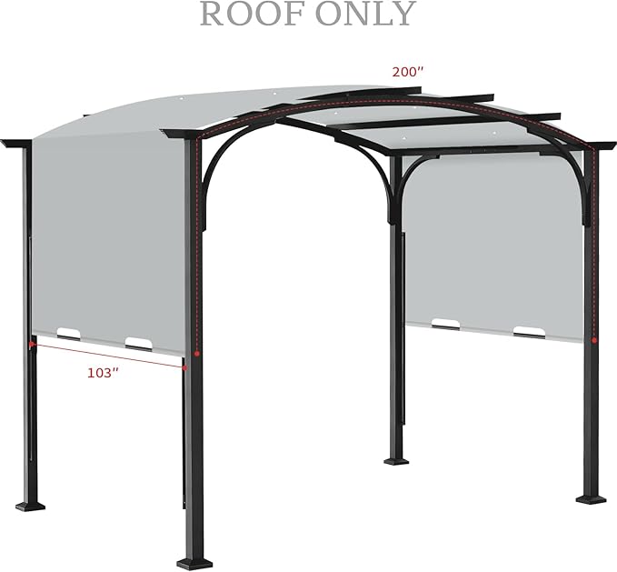 Pergola Canopy Replacement Cover for Lowe's Allen + Roth 10x10 Ft Freestanding Pergola, 200" x 103" Shade Cover, Compatible with Model #L-PG152PST-B,Cover Only (Gray)