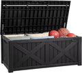 YITAHOME 150 Gallon Large Deck Box with X-Shaped Front, Resin Outdoor Storage Boxes, Waterproof Cushion Storage Bench for Patio, Pool Supplies, Garden Tools - Lockable, Black