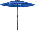 Yaheetech 3 Tier Patio Umbrella 10ft Vented Outdoor Large Market Table Umbrella with 8 Sturdy Ribs and 1.5" Umbrellla Pole, Double-layer Cloth & Push-button Tilting & Crank for Pool/Garden/Lawn Blue