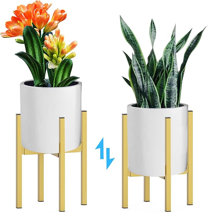 Heavy Plant Stand for 10"-16" Plant Pot Indoor Outdoor Corner, Adjustable Metal Heavy Duty for Large Pot (Golden 1 Pack)