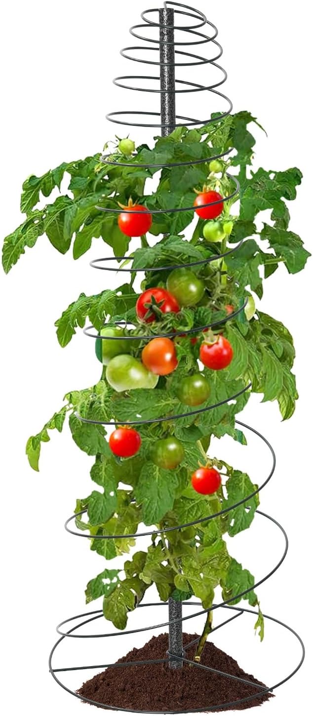 Spiral Trellis for Climbing Plants Outdoor, 45 Inch Tall Heavy Duty Metal Garden Tower, Decorative Plant Support with Anti-Tip Stake,Rustproof for Clematis Pole Beans Cucumber Berry Vines Pots,1 Pack