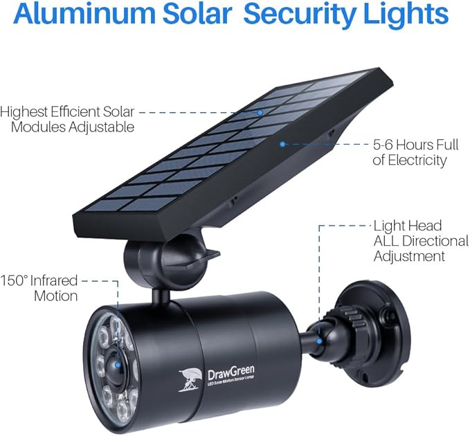 Solar Motion Lights Outdoor 1400-Lumen LED Spotlight 9-Watt(130W Equ.) Solar Flood Security Lights for Garden Driveway Patio Yard Path Porch Deck, 100-Week 100% Free Replacement