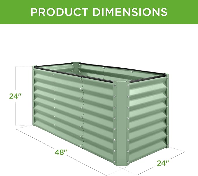 Best Choice Products 4x2x2ft Outdoor Metal Raised Garden Bed, Deep Root Box Planter for Vegetables, Flowers, Herbs, 119 Gallon Capacity, 100% Non Toxic Materials - Sage Green