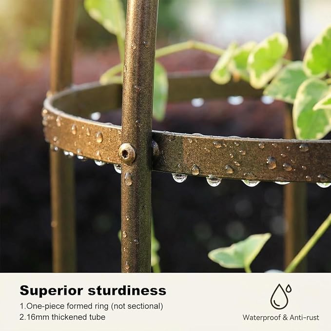 100% Metal Obelisk Garden Trellis 5.5 Feet Tall Sturdy Plant Support for Climbing Vines and Flowers Stands,1pc Upgrade (Bronze, Medium)