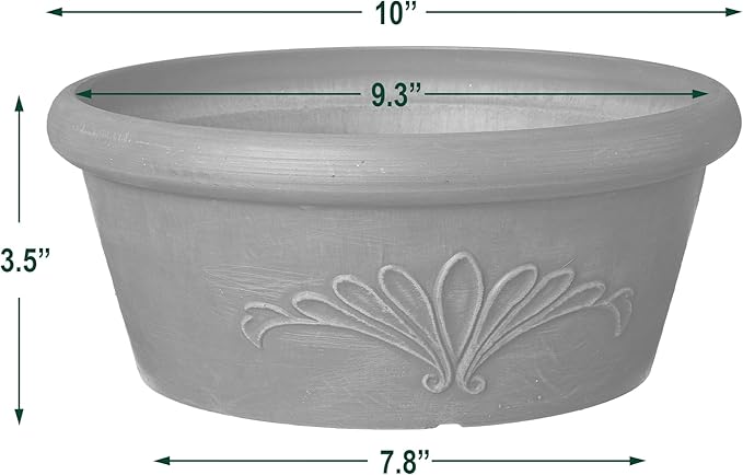 Arcadia Garden Products PSW TA25TC Plastic/Stone/Wood Composite Bulb Pan – No Drainage Hole (Drillable), Planter Bowl for Succulents, Bonsai, Fairy Gardens, Herbs,10-Inch, Terra Cotta Color