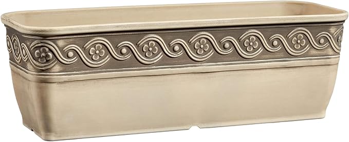 Classic Home and Garden Corinthian Trough Planter, 10", Ivory Ash