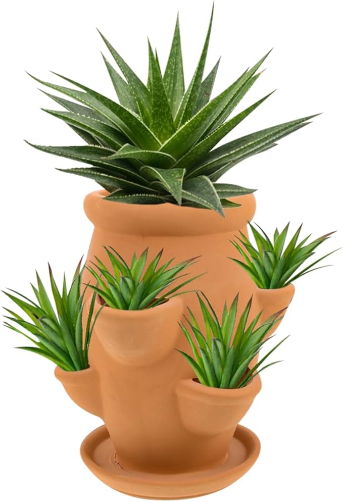 BESTonZON Terracotta Multi Pocket Succulent Plant Pot Lightweight Strawberry Planter Indoor Clay Flower Pot for Garden Decorative Use Khaki