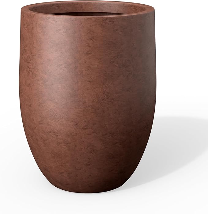 Kante 21.7" H Rusty Tall Planter, Large Outdoor Indoor Decorative Pot with Drainage Hole and Rubber Plug, Modern Round Style for Home and Garden