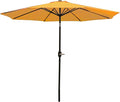 Sunnydaze Outdoor Patio Umbrella - Polyester Table Market Umbrella with Push-Button Tilt and Crank - 8 Sturdy Ribs - Gold - 9ft