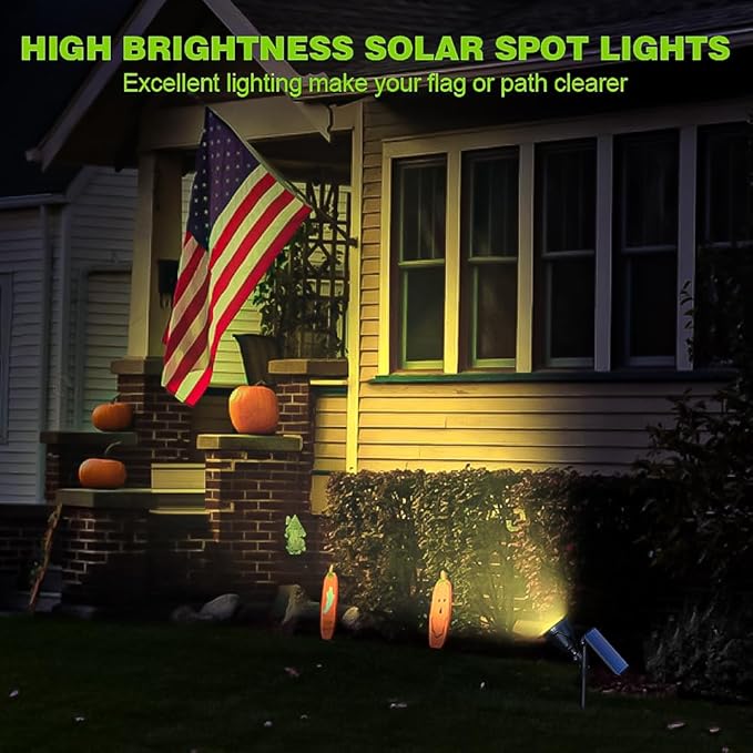 DBF Solar Outdoor Lights, 600LM Solar Spot Lights Outdoor Waterproof, 18 LED Auto On/Off Landscape Lighting Flag Pole Light for Garden Yard Pathway Garage Pool Patio(Warm White, 4 Pack)