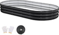 Raised Garden Bed, 8x4x1ft Galvanized Outdoor Planter Beds with Safety Edging and Gloves, Oval Metal Planter Box for Gardening Vegetables Flowers Herb-Black