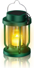 Solar Lantern Outdoor & Indoor Use – Hanging Solar Lights with Realistic Flickering Flameless Candle, Weatherproof for Gardens, Patios, Trees, and Lawns (Green, 1 Pack)
